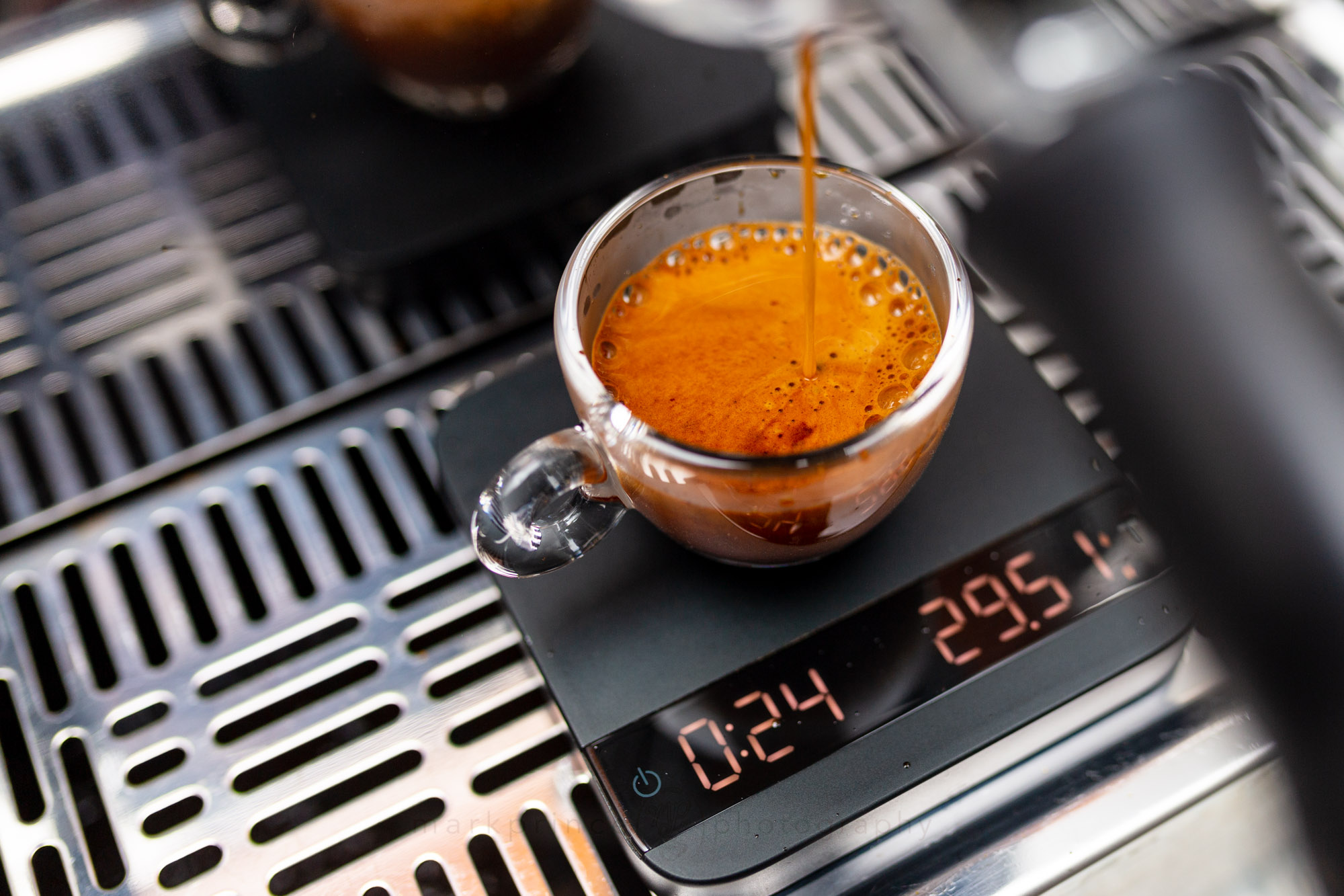 A perfect espresso shot with rich crema